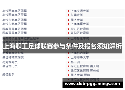 上海职工足球联赛参与条件及报名须知解析